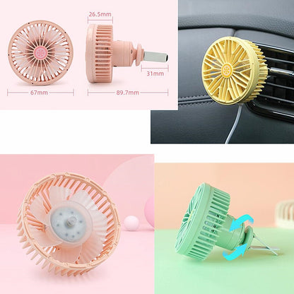 Car Vent Fan Multi-function USB Interface Mini LED Lamp Car Fan(Pink) - Heating & Fans by buy2fix | Online Shopping UK | buy2fix