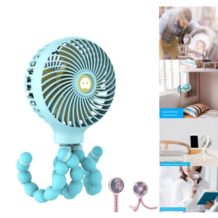 Octopus Deformed Cartoon Folding USB Rechargeable Mini Handheld Fan(Blue) - Consumer Electronics by buy2fix | Online Shopping UK | buy2fix