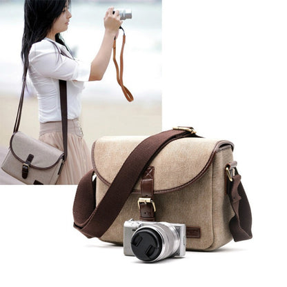 Retro Photo Camera Bag Case Cover For Canon EOS 200D 77D 7D 80D 800D 1300D 6D 70D 760D 750D 700D 600D 100D 1200D 1100D SX540(Dark Khaki) - Camera Accessories by buy2fix | Online Shopping UK | buy2fix