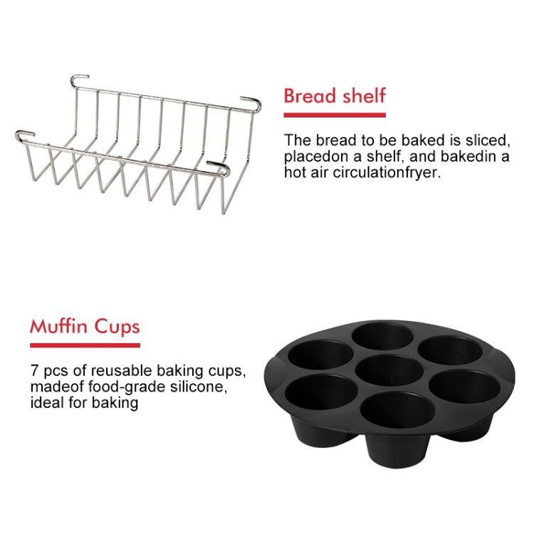 9 inch 12 in 1 Baking Grill Fryer Pan Air Fryer Accessories for 5.3QT-6.8QTup - Home & Garden by buy2fix | Online Shopping UK | buy2fix