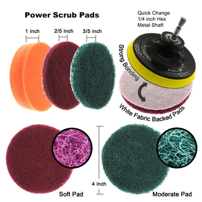 19 in 1 Household Nylon Hexagonal Electric Drill Brush Pads Scouring Sanding Disc Pad Kits - Sponges, Cloths & Brushes by buy2fix | Online Shopping UK | buy2fix