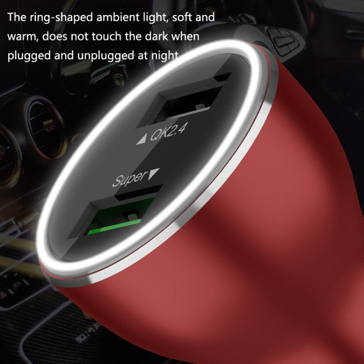 QIAKEY QK505L Dual Ports Fast Charge Car Charger(Red) - Car Charger by QIAKEY | Online Shopping UK | buy2fix