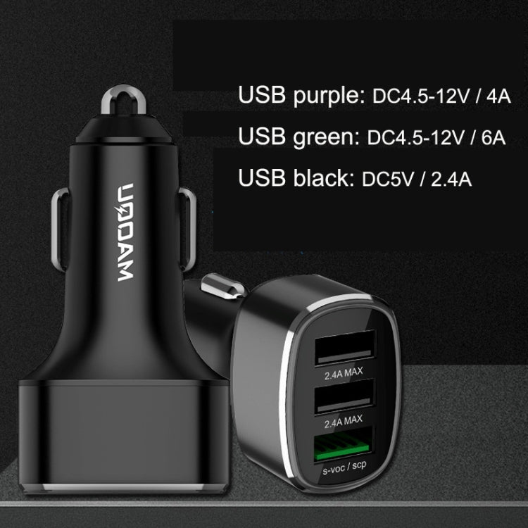 QIAKEY GT680 3 USB Ports Fast Charge Car Charger(Black) - In Car by QIAKEY | Online Shopping UK | buy2fix