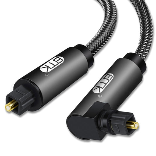 EMK 90 Degree Swivel Adjustable Right Angled 360 Degrees Rotatable Plug Nylon Woven Mesh Optical Audio Cable, Cable Length:2m(Black) - Audio Optical Cables by EMK | Online Shopping UK | buy2fix