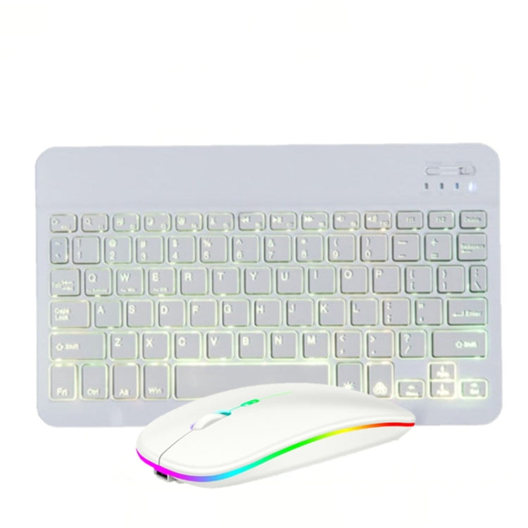 10 Inch RGB Colorful Backlit Bluetooth Keyboard And Mouse Set For Mobile Phone / Tablet(White) - Wireless Keyboard by buy2fix | Online Shopping UK | buy2fix