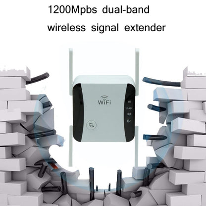 KP1200 1200Mbps Dual Band 5G WIFI Amplifier Wireless Signal Repeater, Specification:AU Plug(White) - Broadband Amplifiers by buy2fix | Online Shopping UK | buy2fix