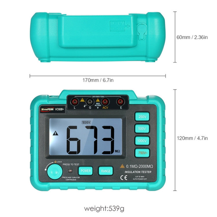 VC60B+ Digital Multimeter Measuring Instrument Digital Insulation Resistance Tester - Consumer Electronics by buy2fix | Online Shopping UK | buy2fix