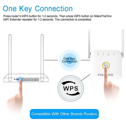 PIX-LINK WR22 300Mbps Wifi Wireless Signal Amplification Enhancement Extender, Plug Type:EU Plug(White) -  by PIX-LINK | Online Shopping UK | buy2fix