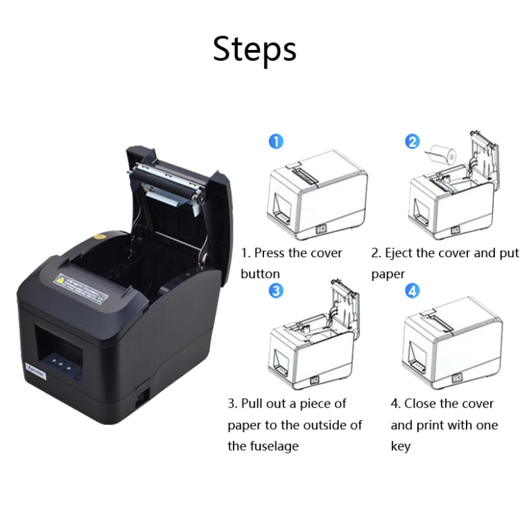 Xprinter XP-A160M Thermal Printer Catering Bill POS Cash Register Printer, Style:UK Plug(USB) - Printer by Xprinter | Online Shopping UK | buy2fix