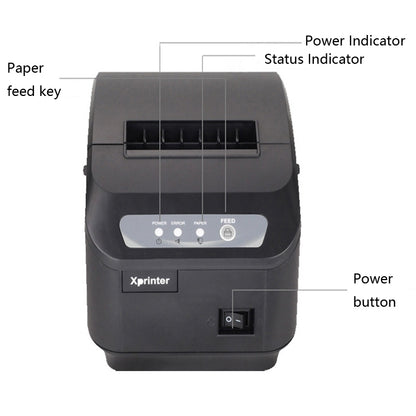 Xprinter XP-Q200II Thermal Small Receipt Printer Catering And Kitchen Receipt Printer 80mm Cutter, Interface Type:USB COM Interface(US Plug) - Printer by Xprinter | Online Shopping UK | buy2fix