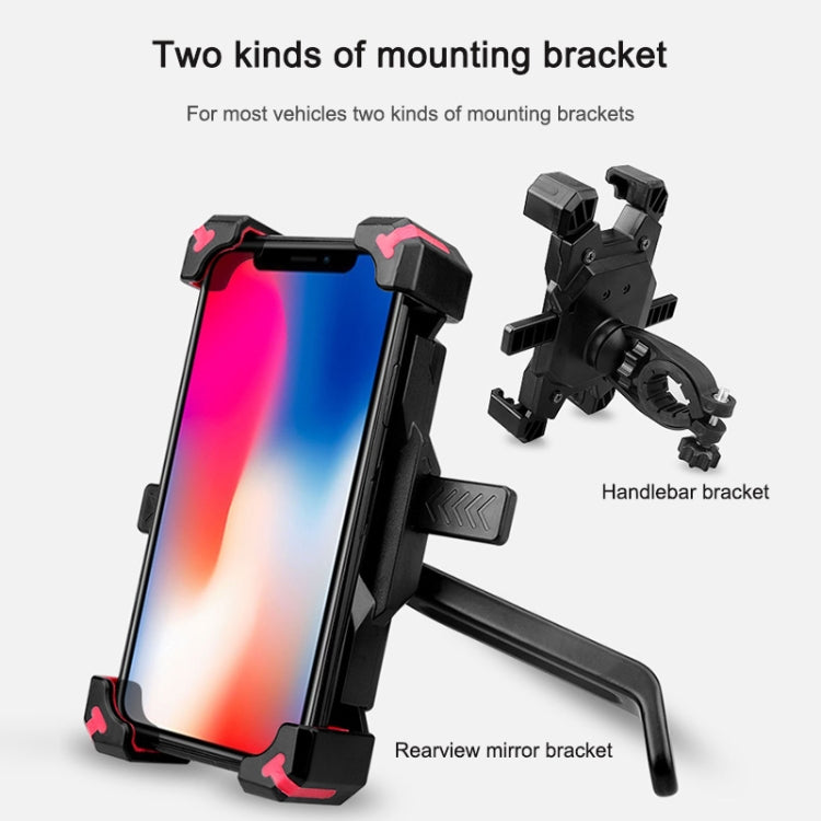 Electric Bicycle Mobile Phone Holder Can Be Rotated 360-degree Mobile Phone Holder Four-way Adjustment Bracket for Motorcycle, Style:Rearview Mirrors(Blue) - Holders by buy2fix | Online Shopping UK | buy2fix