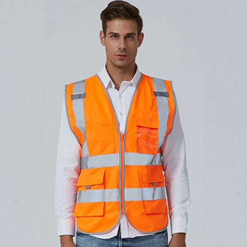 Multi-pockets Safety Vest Reflective Workwear Clothing, Size:XXL-Chest 130cm(Orange) - Reflective Safety Clothing by buy2fix | Online Shopping UK | buy2fix