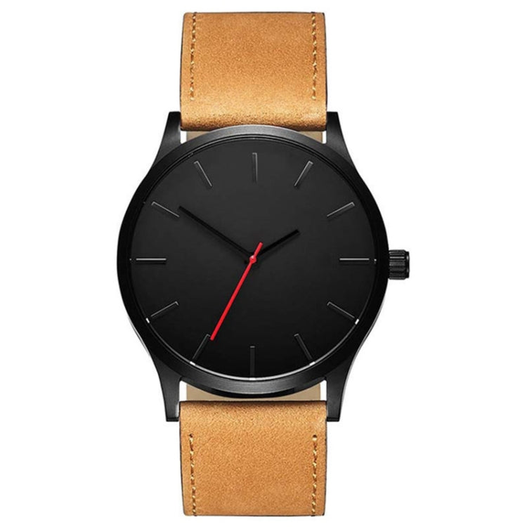 Men Simple Matte Leather Belt Quartz Watch(Brown) - Sport Watches by buy2fix | Online Shopping UK | buy2fix