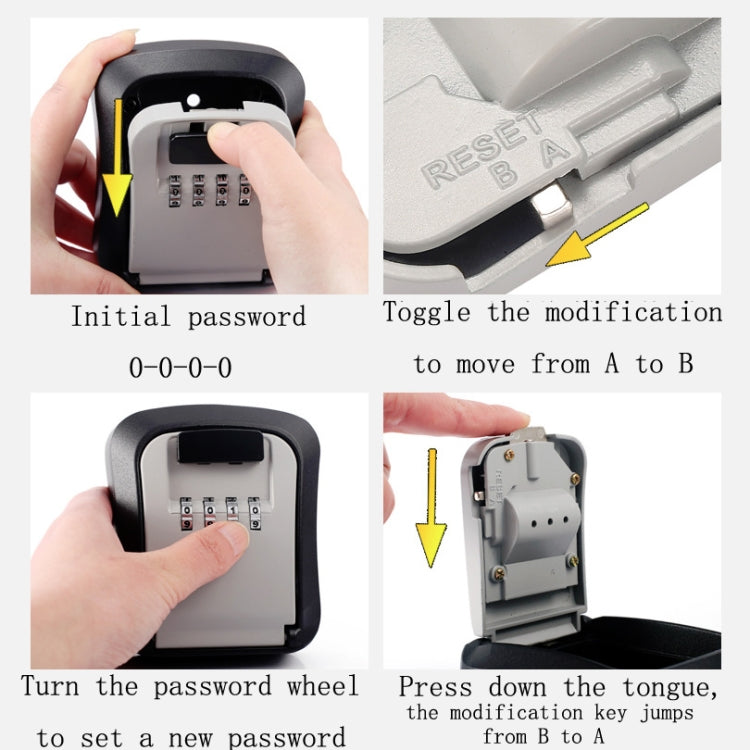 Wall-Mounted Key Code Box Construction Site Home Decoration Four-Digit Code Lock Key Box(Black) - Security by buy2fix | Online Shopping UK | buy2fix