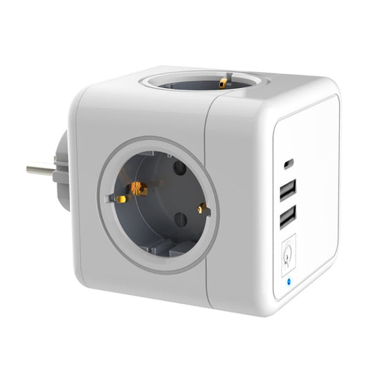 Creative Power Cube Socket Conversion Socket, EU Plug In-lineg Gray+U+Switch+C - Consumer Electronics by buy2fix | Online Shopping UK | buy2fix