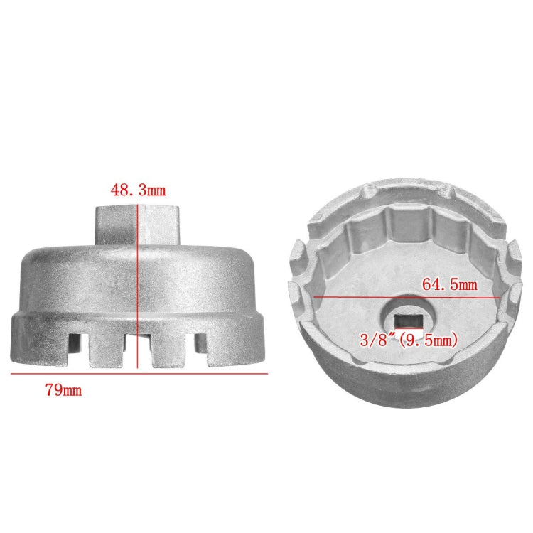 64.5mm Aluminum Oil Filter Wrench Cap Socket Remover Tool for Lexus Toyota Corolla Highlander RAV4 Camry Universal Housing(Silver) - In Car by buy2fix | Online Shopping UK | buy2fix