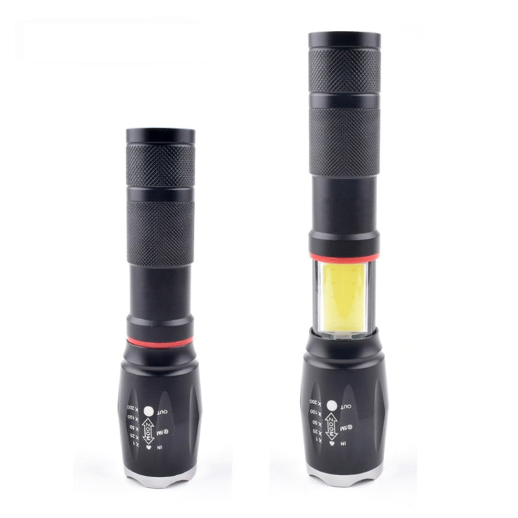 Telescopic Zoom Strong Light Flashlight Strong Magnetic Rechargeable LED Flashlight, Colour: Black Head (With Battery, EU Plug Charger) - LED Flashlight by buy2fix | Online Shopping UK | buy2fix