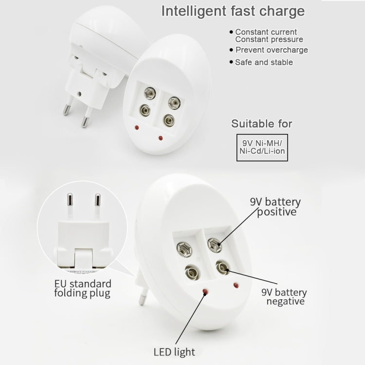 9V L-ion Rechargeable Battery 6F22 9V Lithium Batteries Charger(EU Plug ) - Consumer Electronics by buy2fix | Online Shopping UK | buy2fix