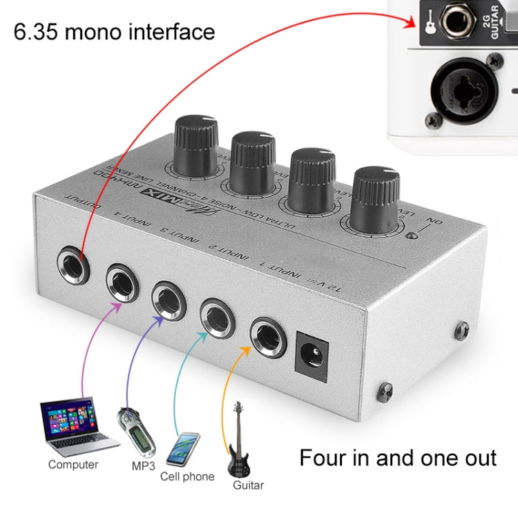 Mini Karaoke Audio Mixer4 Channel Line Mono Microphone Sound Mixing Amplifier For Family KTV - Consumer Electronics by buy2fix | Online Shopping UK | buy2fix