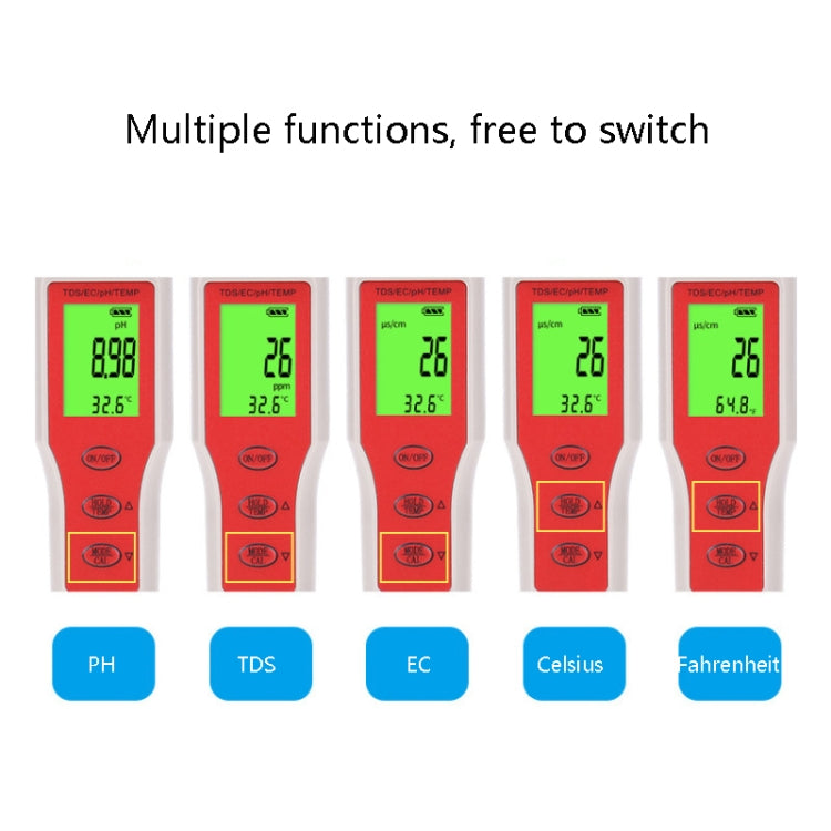 4-in-1 Portable PH/TDS/EC/TEMP Test Pen Multi-Function Water Quality Tester - Consumer Electronics by buy2fix | Online Shopping UK | buy2fix