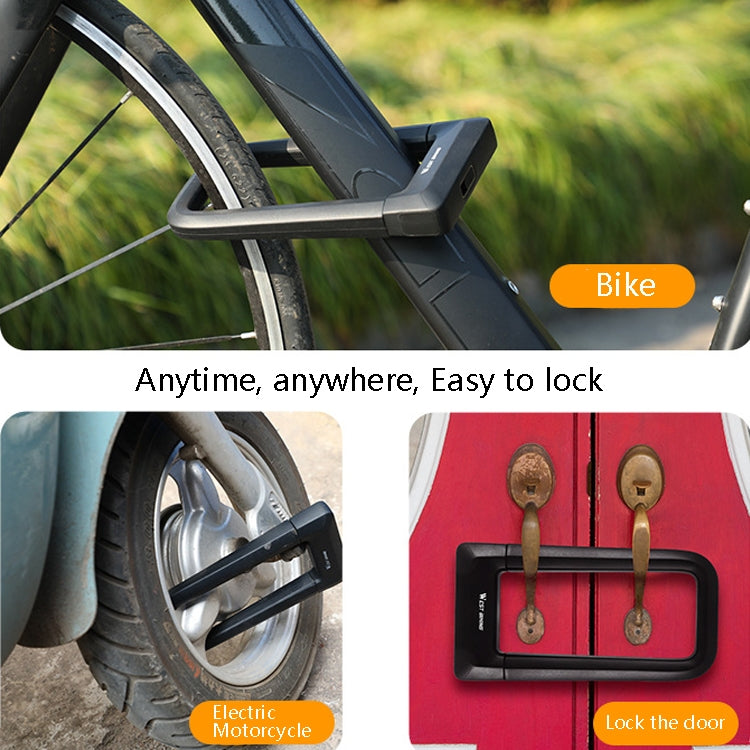 West Biking Silicone U-Shaped Lock Bicycle Lock Universal Waterproof Anti-Collision Alloy Key Lock(Black) - Bicycle Locks & Bicycle Pumps by WEST BIKING | Online Shopping UK | buy2fix