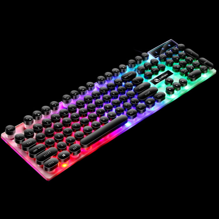 LIMEIDE GTX300 104 Keys Retro Round Key Cap USB Wired Mouse Keyboard, Cable Length: 1.4m, Colour: Punk Single Keyboard  Black - Wired Keyboard by LIMEIDE | Online Shopping UK | buy2fix