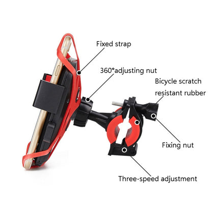 Bicycle Automatic Lock Mobile Phone Bracket 360 Degree Rotating Carrier Cycling Bracket(Red (Silicone Strap)) - Holders by buy2fix | Online Shopping UK | buy2fix