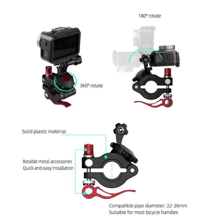 Sunnylife TY-Q9266 for Insta360 GO / DJI Osmo Action / GoPro Mount Bracket Stabilizer Bicycle Clip with Screw - DJI & GoPro Accessories by Sunnylife | Online Shopping UK | buy2fix