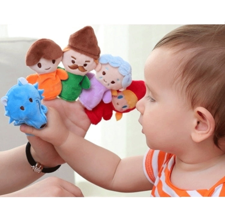 Animal Finger Dolls Plush Toys For Preschool Education, Height: 7.5cm(5 PCS/Set Hippo+Story Cards) - Soft Toys by buy2fix | Online Shopping UK | buy2fix