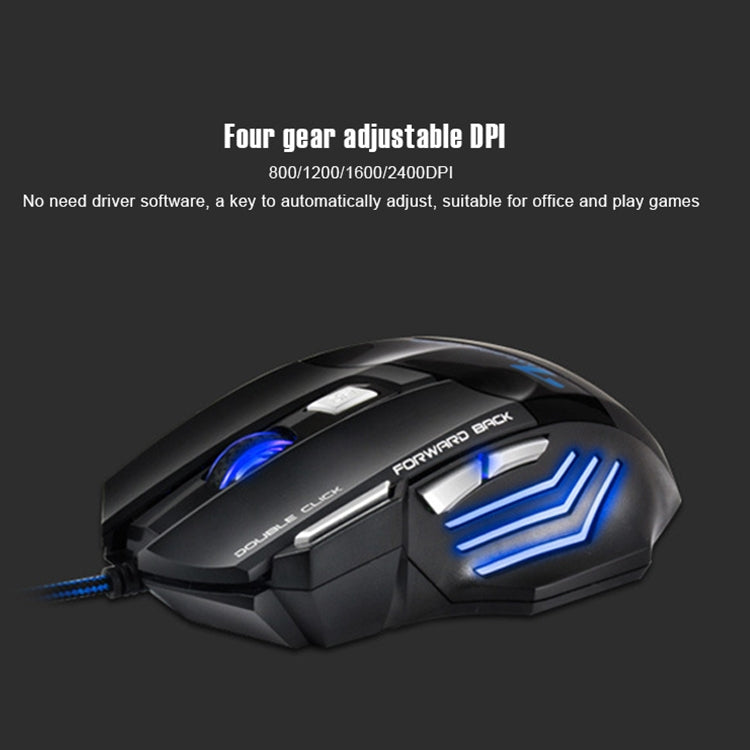 IMICE X7 2400 DPI 7-Key Wired Gaming Mouse with Colorful Breathing Light, Cable Length: 1.8m(Skin Black E-commerce Version) - Wired Mice by IMICE | Online Shopping UK | buy2fix