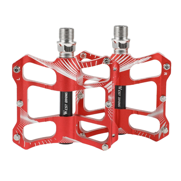 WEST BIKING YP0802080 Bicycle Aluminum Alloy Pedal Riding Foot Pedal Bicycle Accessories(Red) - Pedals by WEST BIKING | Online Shopping UK | buy2fix