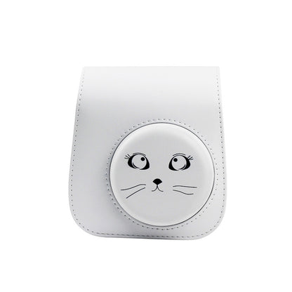 Cartoon Full Body Camera PU Leather Case Bag with Strap for FUJIFILM instax mini 9 / mini 11 / mini 8(Gray Big Eyes Cat) - Camera Accessories by buy2fix | Online Shopping UK | buy2fix