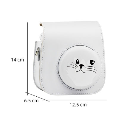 Cartoon Full Body Camera PU Leather Case Bag with Strap for FUJIFILM instax mini 9 / mini 11 / mini 8(Gray Black Kitten) - Camera Accessories by buy2fix | Online Shopping UK | buy2fix