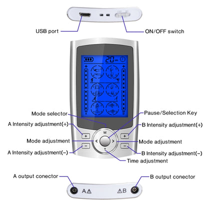 24-Mode Digital Electronic Pulse Massager Intelligent Whole Body Physical Therapy Meridian Massager, Specification: AU Plug( Silver) - Massage & Relaxation by buy2fix | Online Shopping UK | buy2fix