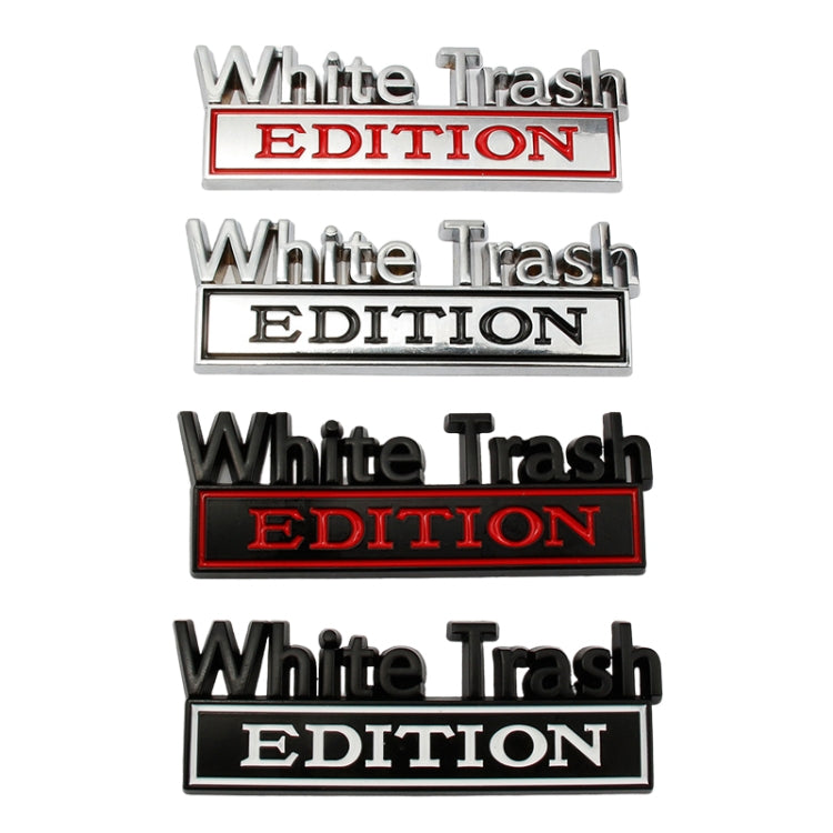 2 PCS Car Metal Modification Standard White Trash Edition Car Label Stickers(Silver Black) - Decorative Sticker by buy2fix | Online Shopping UK | buy2fix