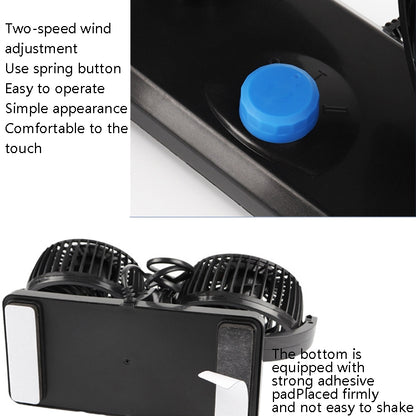 Car Fan Portable Mini Adjustable Car Double-Headed Electric Fan, Colour: Blue 12V Cigarette Lighter - Heating & Fans by buy2fix | Online Shopping UK | buy2fix