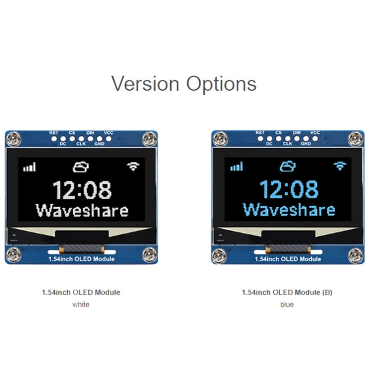 Waveshare 1.54 Inch OLED Display Module, 128×64 Resolution, SPI / I2C Communication(White) - LCD & LED Display Module by Waveshare | Online Shopping UK | buy2fix