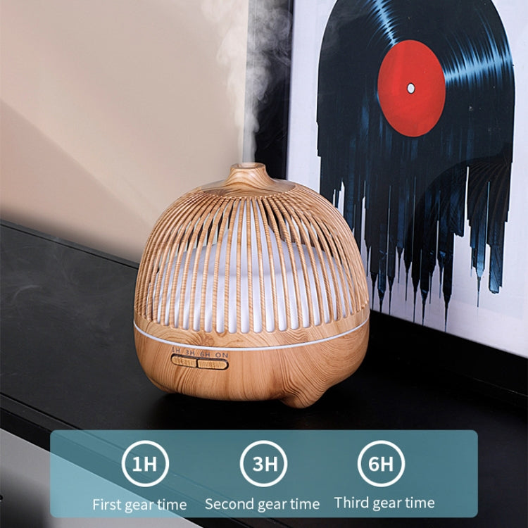 Bird Cage Wood Graphic Aromatherapy Machine Ultrasonic Smart Home Colorful Night Light Hollow Humidifier, Product specifications: US Plug(Light Wood Pattern) - Home & Garden by buy2fix | Online Shopping UK | buy2fix