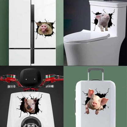 6 PCS Animal Wall Stickers Pig Hoisting Car Window Static Stickers(Pig 02) - In Car by buy2fix | Online Shopping UK | buy2fix