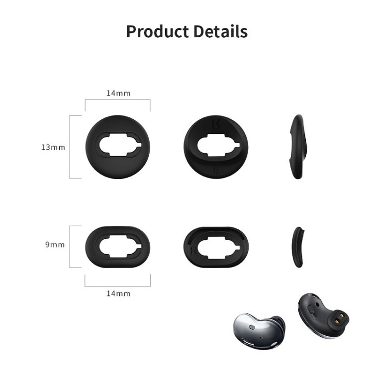 2 Sets Bluetooth Earphone Silicone Earplug Caps For Samsung Galaxy Buds Live(Black-2 Pairs) - Apple Accessories by buy2fix | Online Shopping UK | buy2fix