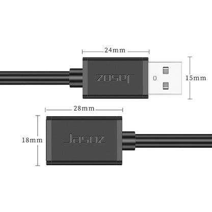 3 PCS Jasoz USB Male to Female Oxygen-Free Copper Core Extension Data Cable, Colour: Black 10m - USB Cable by buy2fix | Online Shopping UK | buy2fix