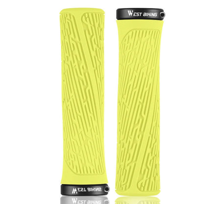 1 Pair WEST BIKING YP0804061 Bicycle Anti-Slip Shock Absorber Grip Mountain Bike Rubber Handlebar Cover(Yellow) - Bicycle Grips by WEST BIKING | Online Shopping UK | buy2fix