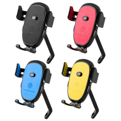 2 PCS CYCLINGBOX BG-2930 Bicycle Mobile Phone Frame Plastic One-Click Lock Mobile Phone Bracket, Style: Rearview Mirror Installation (Yellow） - Outdoor & Sports by CYCLINGBOX | Online Shopping UK | buy2fix
