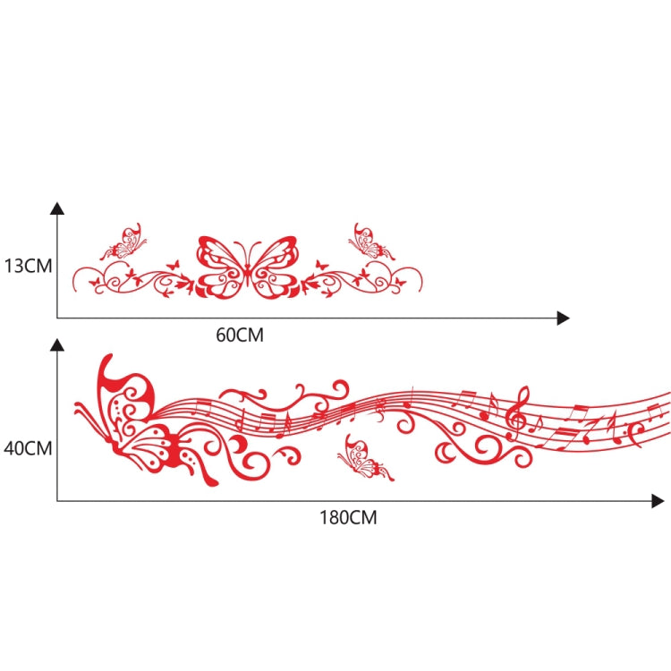 D-347 Butterfly Note Car Sticker Sheet Music Waist Line Body Sticker(Red) - In Car by buy2fix | Online Shopping UK | buy2fix