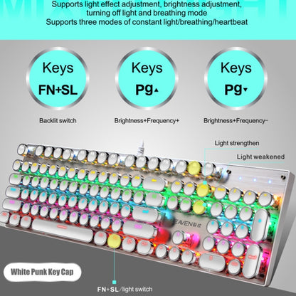 104 Keys Green Shaft RGB Luminous Keyboard Computer Game USB Wired Metal Mechanical Keyboard, Cabel Length:1.5m, Style: Ordinary Version (White) - Wired Keyboard by buy2fix | Online Shopping UK | buy2fix