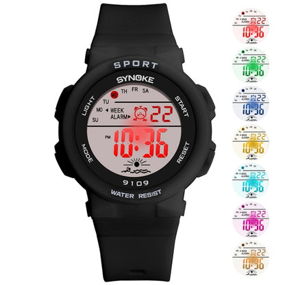 SYNOKE 9109 Student Multifunctional Waterproof Colorful Luminous Electronic Watch(Black) - Silicone Strap Watches by SYNOKE | Online Shopping UK | buy2fix