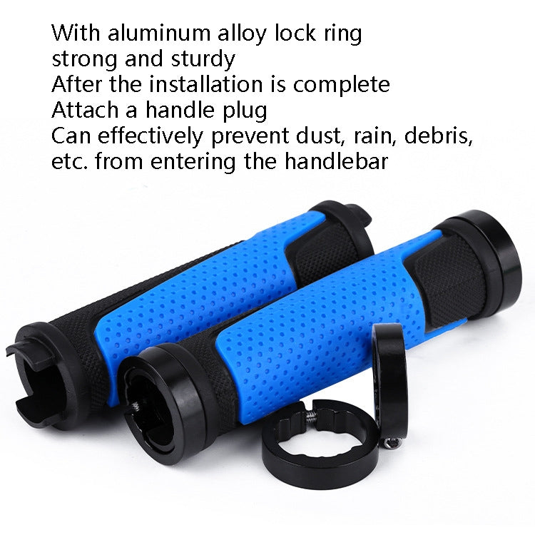 2 Pairs BG-0404 Bicycle Rubber Handle Cover The Mountain Bike Bilateral Lock Dead Anti-Slip Handle Cover(Blue) - Outdoor & Sports by buy2fix | Online Shopping UK | buy2fix