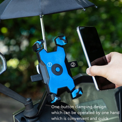 CYCLINGBOX Bicycle Mobile Phone Bracket With Parasol Rider Mobile Phone Frame, Style: Rearview Mirror Installation (Blue) - Holders by CYCLINGBOX | Online Shopping UK | buy2fix