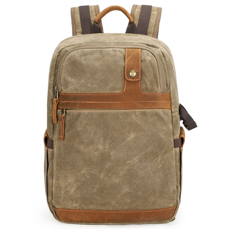 D1383 Outdoor SLR Digital Camera Backpack Waterproof Batik Canvas Camera Bag(Khaki) - Camera Accessories by buy2fix | Online Shopping UK | buy2fix