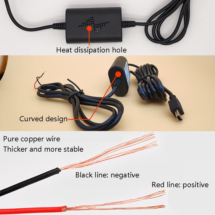 2 PCS Car OBD Low-Voltage Protection Parking Monitor Power Cord 12V Turn 5V 2.5A Step-down Line, Specification: Mini Left Elbow - In Car by buy2fix | Online Shopping UK | buy2fix